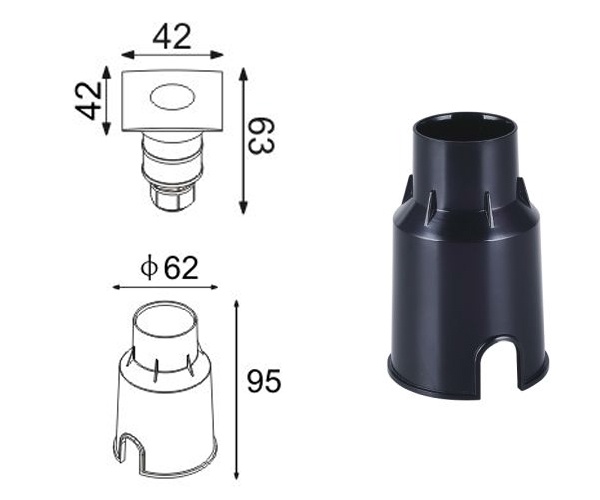 ขนาดไฟฝังพื้น uplight ING-S LED 3W
