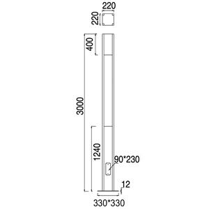 Drawing โคมไฟเสาสูง ZINO-S LED 25W