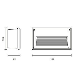 ขนาด โคมไฟขั้นบันได STEP-E2 E27 สีดำ