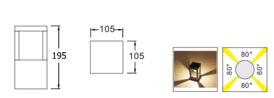 ขนาด-โคมไฟสนาม-DALLTON-S LED 6W